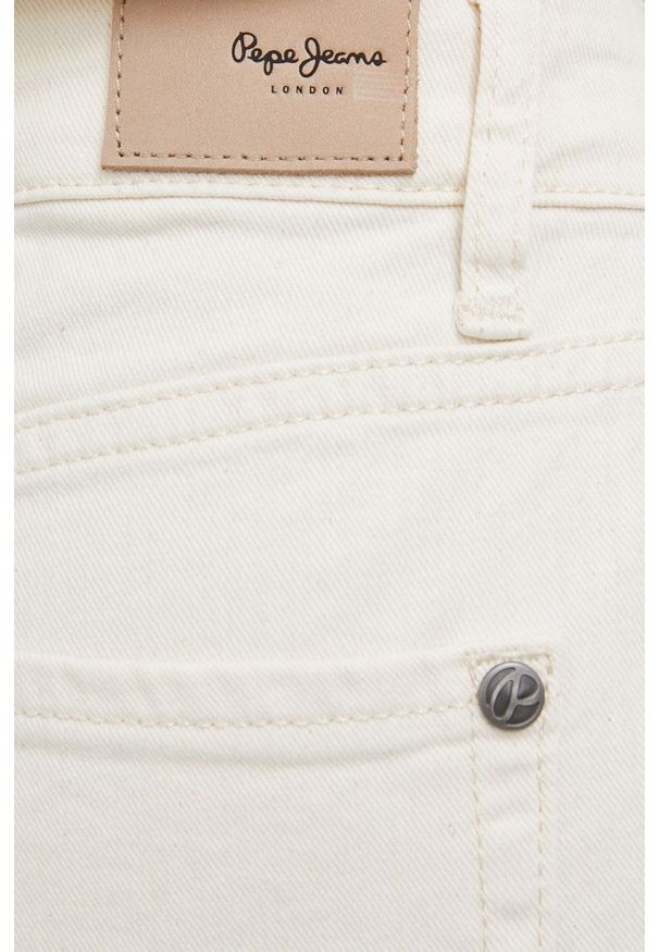 Pepe Jeans jeansy LEXA SKY HIGH damskie high waist. Stan: podwyższony. Kolor: beżowy
