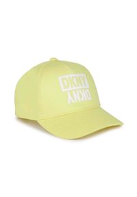 DKNY - Dkny czapka z daszkiem bawełniana dziecięca kolor żółty z nadrukiem. Kolor: żółty. Materiał: bawełna. Wzór: nadruk #1