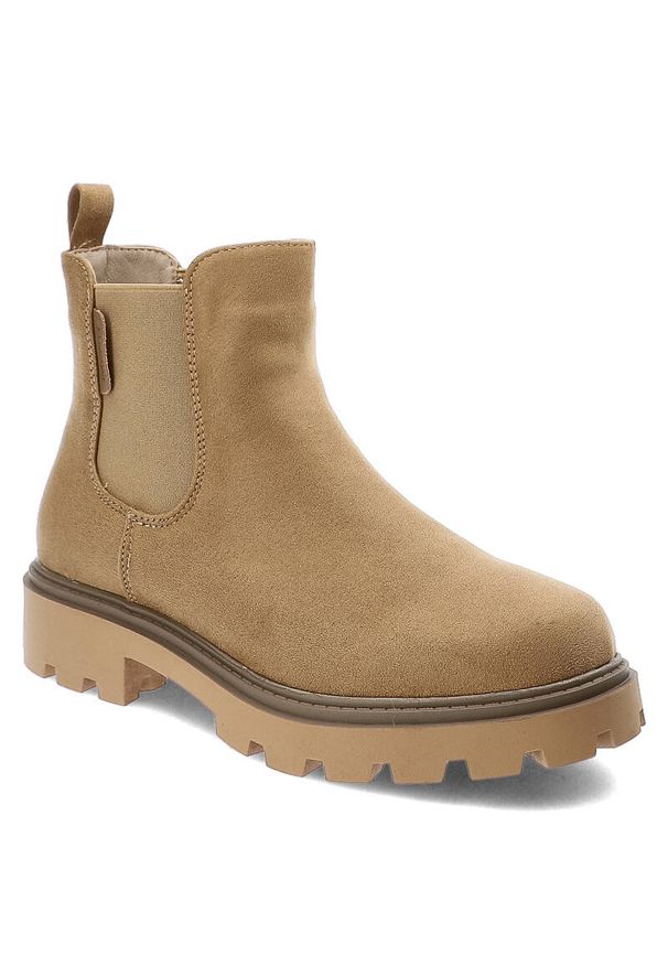 Big-Star - Beżowe Sztyblety Big Star Ocieplane Obuwie Damskie. Kolor: beżowy. Materiał: futro, guma, syntetyk, materiał. Szerokość cholewki: normalna. Sezon: jesień