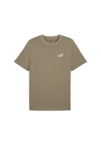 Puma - Męska koszulka Essentials z małym logo No. 1 PUMA Velvet Moss Brown. Kolor: brązowy. Wzór: haft