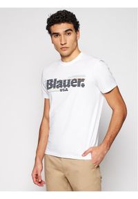 Blauer T-Shirt Striped 21SBLUH02334 004547 Biały Regular Fit. Kolor: biały. Materiał: bawełna