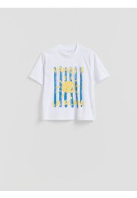 Reserved - T-shirt z nadrukiem - biały. Kolor: biały. Materiał: bawełna. Wzór: nadruk #1