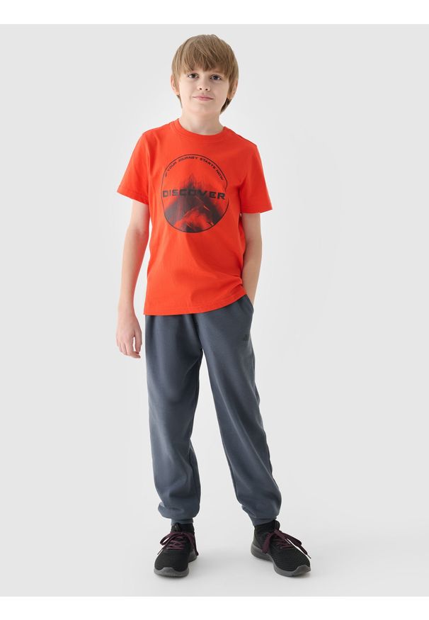 4f - 4F T-shirt z nadrukiem chłopięcy - pomarańczowy 164 (13-14 lat). Okazja: na co dzień. Kolor: pomarańczowy. Materiał: bawełna, dzianina, jersey. Długość rękawa: krótki rękaw. Długość: krótkie. Wzór: nadruk. Sezon: lato. Styl: klasyczny, casual, sportowy