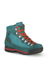 Buty sportowe trekkingowe damskie Aku Ultralight Gore-tex skóra. Kolor: niebieski. Materiał: skóra. Styl: sportowy