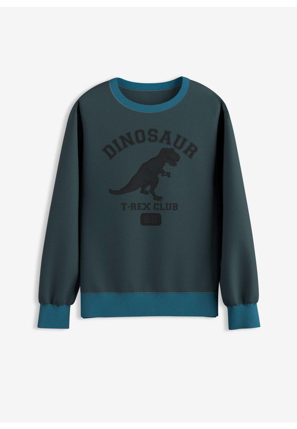 bonprix - Bluza z miekkiej mieszanki bawełny. Kolor: niebieski. Materiał: bawełna. Wzór: nadruk