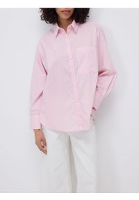 Reserved - Koszula w paski - pastelowy róż. Kolor: różowy. Materiał: bawełna, tkanina. Wzór: paski #1
