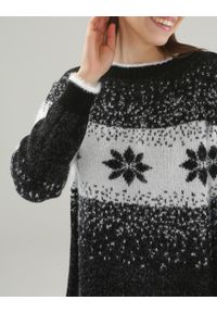 Unisono - WZORZYSTY SWETER Z WEŁNĄ. Okazja: na co dzień. Materiał: wełna. Długość rękawa: długi rękaw. Długość: długie. Styl: casual, wizytowy #3