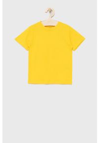 OVS t-shirt bawełniany dziecięcy kolor żółty gładki. Okazja: na co dzień. Kolor: żółty. Materiał: bawełna. Wzór: gładki. Styl: casual