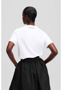 Karl Lagerfeld - KARL LAGERFELD Biały damski t-shirt z cyrkoniami Hearts RS, Rozmiar S. Kolor: biały. Materiał: materiał. Długość rękawa: krótki rękaw. Długość: krótkie. Styl: elegancki #3