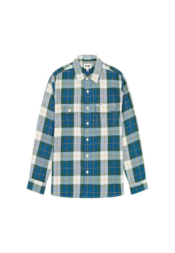 Wrangler - WRANGLER MĘSKA KOSZULA 2 PKT SHIRT GREEN 112357974 W5K7016823