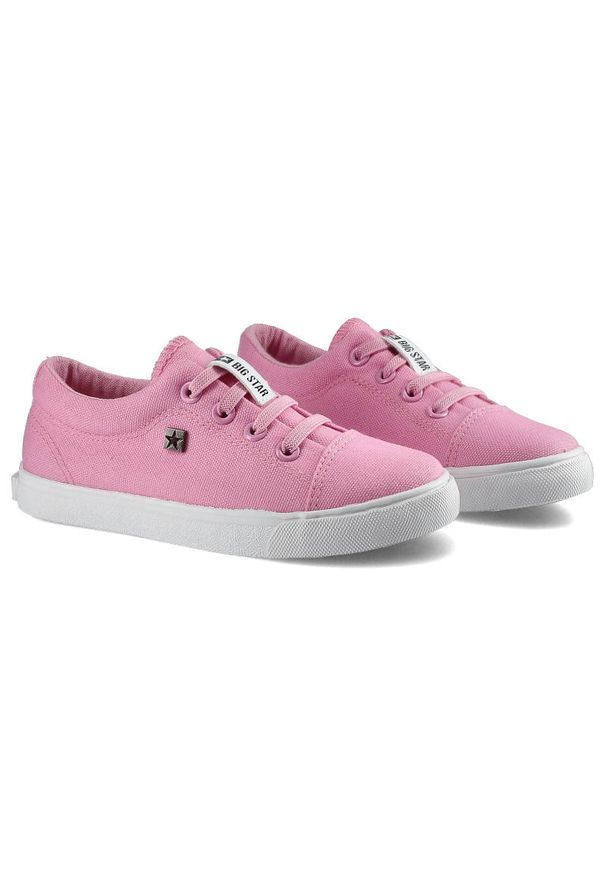 Big-Star - Różowe Trampki Big Star Dziecięce Modne Buty. Zapięcie: bez zapięcia. Kolor: różowy. Materiał: guma, materiał. Szerokość cholewki: normalna. Wzór: aplikacja
