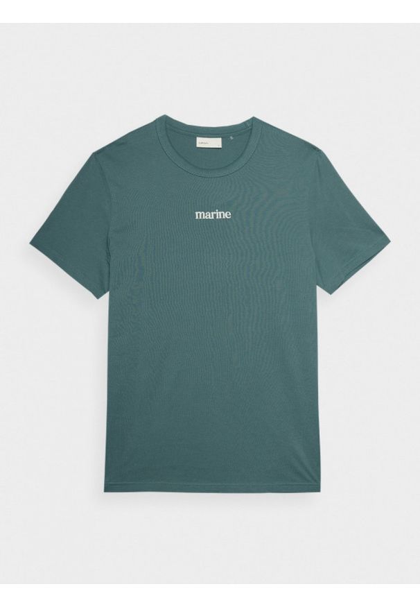 outhorn - T-shirt z nadrukiem męski - oliwkowy. Okazja: na co dzień. Kolor: oliwkowy. Materiał: dzianina, bawełna. Wzór: nadruk. Styl: casual