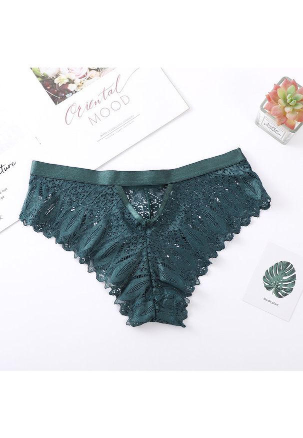 Intica - Figi damskie z ozdobną gumką na co dzień i specjalne okazje Edvige. Kolor: zielony. Materiał: materiał