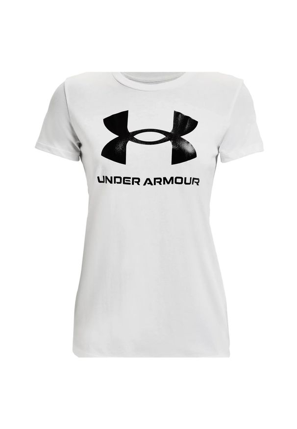 Under Armour - Damska Koszulka Z Grafiką W Sportowym Stylu. Kolor: biały. Sport: turystyka piesza