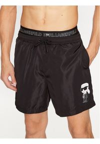 Karl Lagerfeld - KARL LAGERFELD Szorty plażowe Ikonik 2.0 Elastic Med Shorts 235M2213 Czarny Regular Fit. Okazja: na plażę. Kolor: czarny. Materiał: syntetyk #1