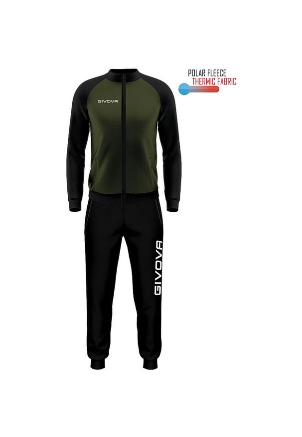 Komplet sportowy Givova Cuba Army Green-Black S. Kolor: wielokolorowy, czarny, zielony, brązowy. Materiał: poliester, dresówka. Sport: piłka nożna