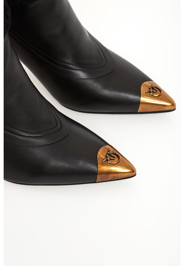 Pinko - Botki damskie skórzane Lucy 25 PINKO. Materiał: skóra