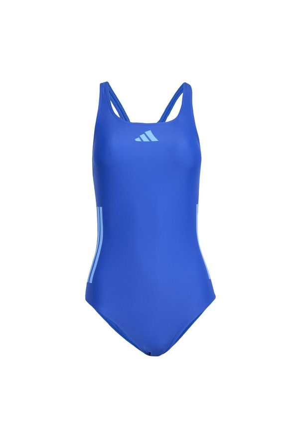 Adidas - Strój do pływania 3-Stripes C-Back. Kolor: niebieski. Materiał: materiał