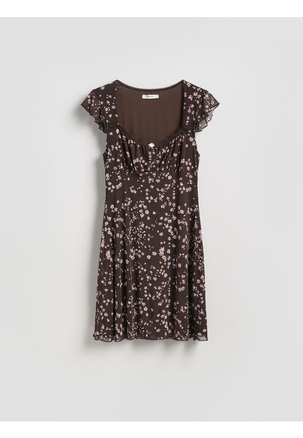 Reserved - Wzorzysta sukienka - wielobarwny. Materiał: dzianina. Typ sukienki: proste