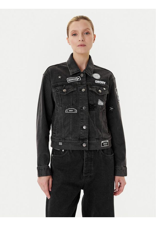 DKNY Kurtka jeansowa P5GCYC72 Szary Regular Fit. Kolor: szary. Materiał: bawełna