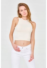 Guess - GUESS Damski beżowy top, Rozmiar M. Kolor: beżowy. Materiał: wiskoza #1