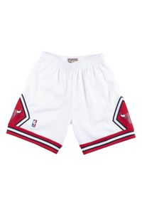 Spodnie koszykarskie męskie Mitchell & Ness Nba Chicago Bulls Swingman. Kolor: biały, wielokolorowy. Długość: krótkie. Sport: koszykówka