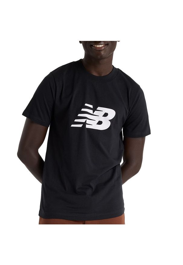 Koszulka męska New Balance MT43906BK - czarna. Kolor: czarny. Materiał: bawełna. Długość rękawa: krótki rękaw. Długość: krótkie
