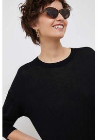 United Colors of Benetton sweter z domieszką kaszmiru kolor czarny lekki. Kolor: czarny. Materiał: kaszmir #4