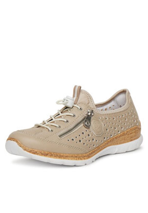 Rieker Sneakersy N42P6-62 Beżowy. Kolor: beżowy. Materiał: materiał, syntetyk