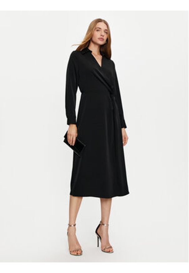 Haveone Sukienka codzienna AFS-M062 Czarny Regular Fit. Okazja: na co dzień. Kolor: czarny. Materiał: syntetyk. Typ sukienki: proste. Styl: casual