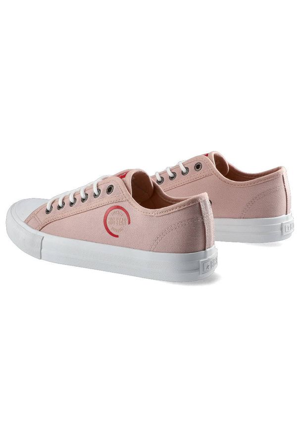 Big-Star - Różowe Trampki Big Star Damskie Sznurowane Półbuty. Okazja: na spacer, na uczelnię. Kolor: różowy. Materiał: guma, jeans, materiał. Szerokość cholewki: normalna. Styl: młodzieżowy, retro