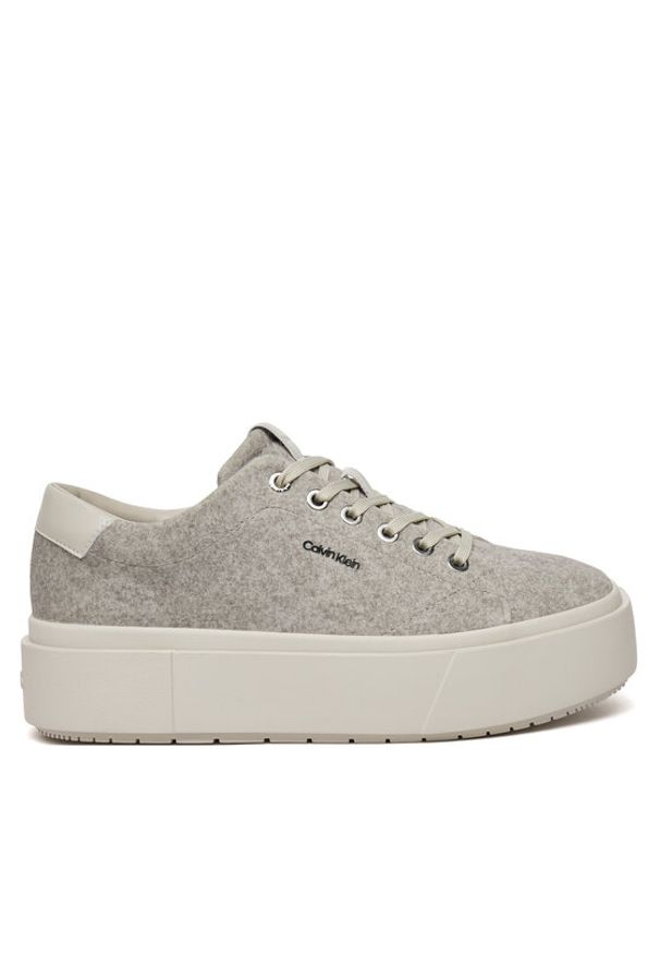 Calvin Klein Sneakersy Flatform Cup Lace Up W/Ml Felt HW0HW02325 Szary. Kolor: szary. Materiał: materiał