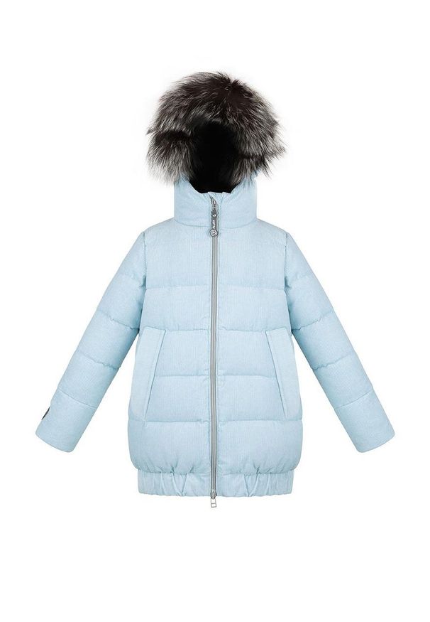 Fluff Kurtka dziecięca. Okazja: na co dzień. Typ kołnierza: kaptur. Kolor: niebieski. Styl: casual