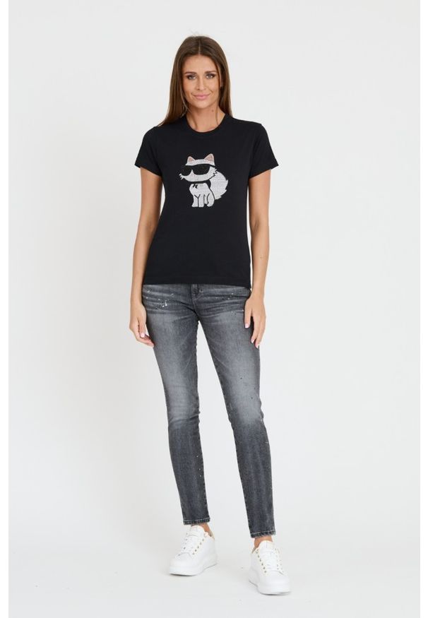 Karl Lagerfeld - KARL LAGERFELD Czarny t-shirt Ikonik 2.0. Kolor: czarny