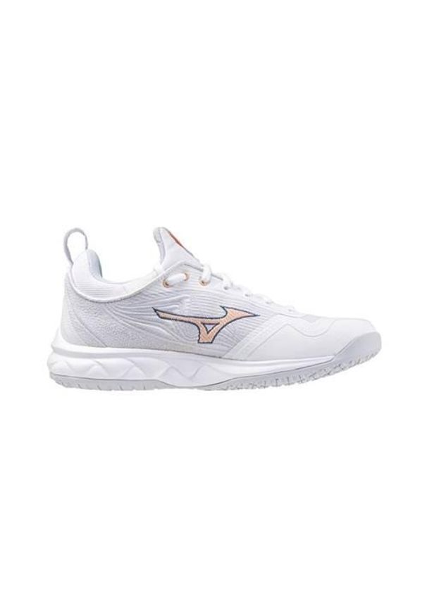 Buty siatkarskie damskie Mizuno Wave Luminous 2. Zapięcie: sznurówki. Kolor: biały, różowy, wielokolorowy. Materiał: guma, syntetyk, tkanina, materiał. Szerokość cholewki: normalna. Model: Mizuno Wave