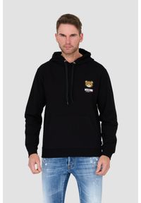 MOSCHINO Czarna męska bluza z kapturem, Rozmiar S. Typ kołnierza: kaptur. Kolor: czarny