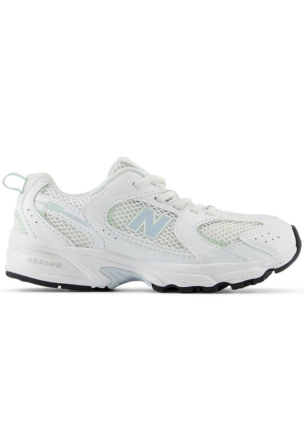 Buty dziecięce New Balance PZ530SP – białe. Kolor: biały. Materiał: materiał, syntetyk, guma. Szerokość cholewki: normalna