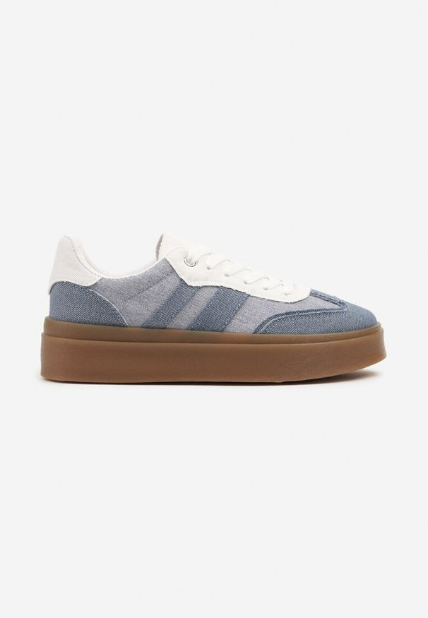 Renee - Niebieskie Sneakersy Tenisówki na Kauczukowej Podeszwie Ardisora. Okazja: na co dzień. Kolor: niebieski. Materiał: kauczuk. Wzór: aplikacja