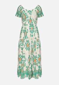 Born2be - Zielona Wiskozowa Sukienka z Geometrycznym Wzorem Cleanna. Okazja: na co dzień, na spacer. Kolor: zielony. Materiał: wiskoza. Wzór: geometria. Typ sukienki: proste. Styl: casual, elegancki #6