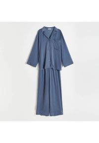Reserved - Piżama o satynowym wykończeniu - Niebieski. Kolor: niebieski. Materiał: satyna #1