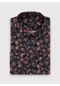 Pako Lorente - PAKO LORENTE – Czarna koszula męska w kwiaty. Kolor: czarny. Materiał: bawełna, elastan. Długość rękawa: długi rękaw. Długość: długie. Wzór: kwiaty #9