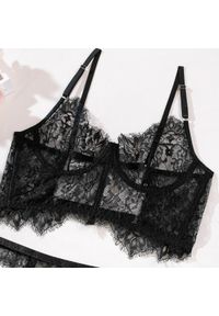 Intica - Koronkowy komplet bielizny z regulowanymi paskami na romantyczne wieczory Yulya. Kolor: czarny. Materiał: koronka. Wzór: paski, koronka #7