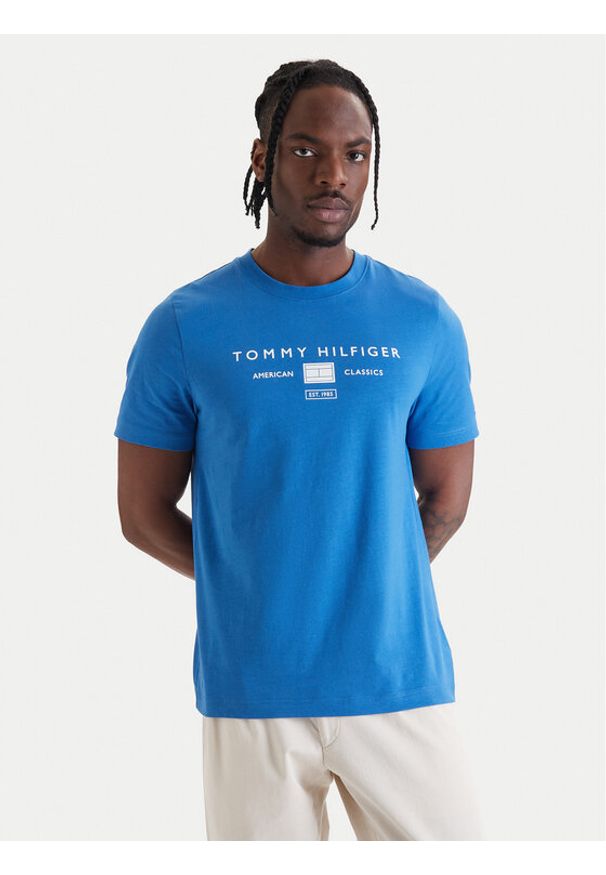 TOMMY HILFIGER - Tommy Hilfiger T-Shirt Brand Love MW0MW42365 Niebieski Regular Fit. Kolor: niebieski. Materiał: bawełna