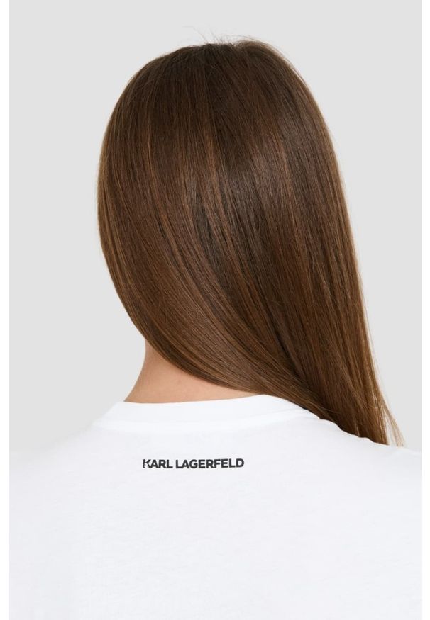Karl Lagerfeld - KARL LAGERFELD Biały damski t-shirt Ikonik 2.0, Rozmiar S. Kolor: biały