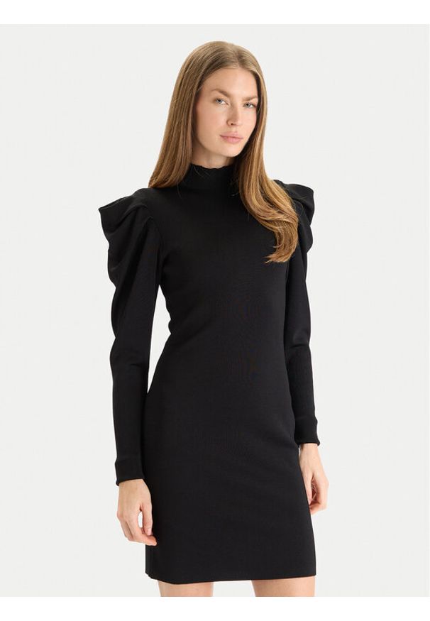 TwinSet - TWINSET Sukienka dzianinowa 252AT3010 Czarny Slim Fit. Kolor: czarny. Materiał: wiskoza