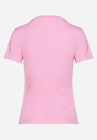 Born2be - Różowy T-shirt z Bawełny z Nadrukiem Pantery Yelfea. Okazja: na co dzień. Kolor: różowy. Materiał: bawełna. Wzór: nadruk, motyw zwierzęcy. Styl: casual, elegancki #3