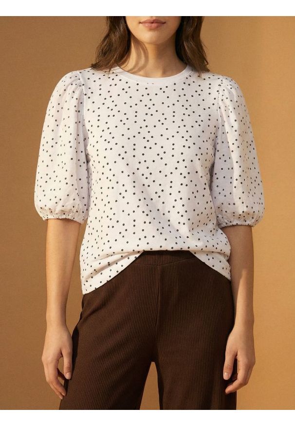 Sinsay - Bawełniana bluzka w kropki - wielobarwny. Materiał: bawełna. Wzór: kropki