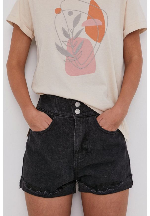 Answear Lab - Szorty jeansowe. Okazja: na co dzień. Kolor: czarny. Materiał: jeans. Wzór: gładki. Styl: wakacyjny