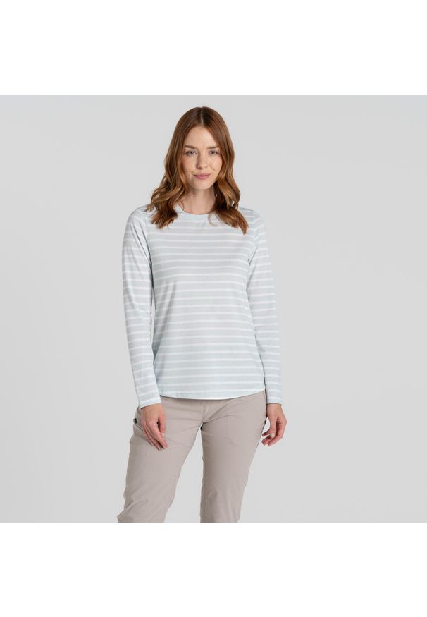 CRAGHOPPERS - Longsleeve damski Craghoppers NosiLife Akona LS Top. Kolor: niebieski. Długość rękawa: długi rękaw. Sport: turystyka piesza