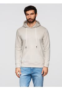 Ombre Clothing - Męska bawełniana bluza dresowa BASIC kangurka z kapturem OM-SSBN-0270 - - Rozmiar: XXL. Okazja: na co dzień. Typ kołnierza: kaptur. Kolor: beżowy. Materiał: dresówka, bawełna. Wzór: jednolity, gładki, aplikacja. Styl: casual